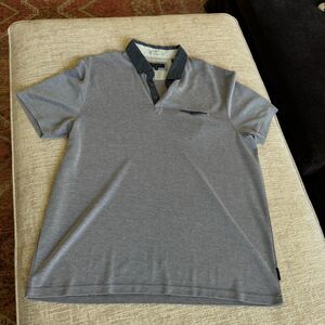 Ted Baker Men's Golf Preppy Polo Gray w/Blue Details Sz 6